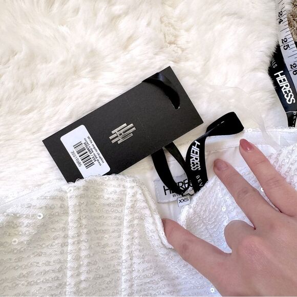 Heiress Sequin Corset Strapless Mini Dress XXS - White - Picture 4 of 4